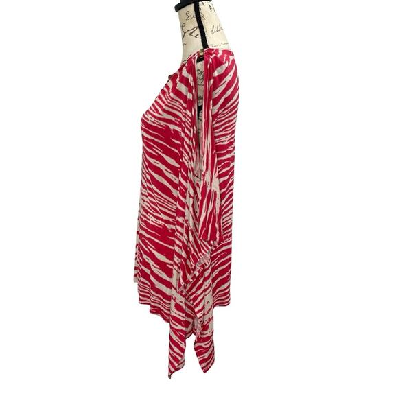 MICHAEL Michael Kors Red & White Animal Print Boat Neck Cold-Shoulder Top Large - Picture 5 of 13